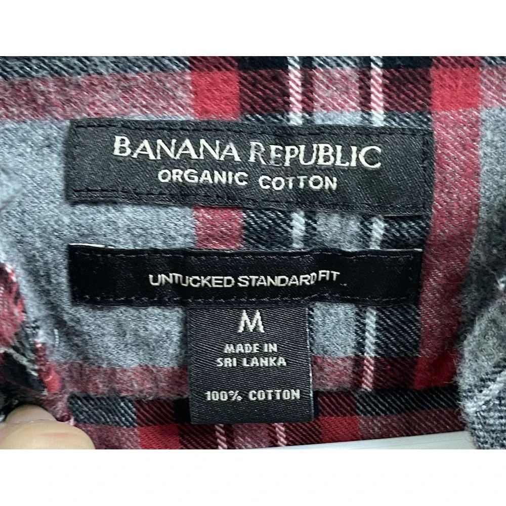 Banana Republic Men Organic‎ Plaid Long Sleeve Untucked Standard Flannel Shirt M